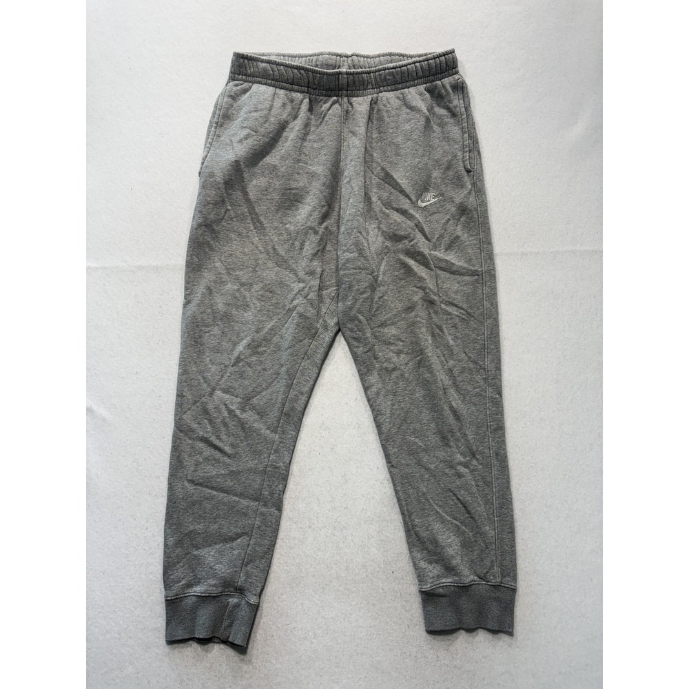 Nike Jogger Pants Mens Large Gray Fleece Elastic Waist Tapered Athletic Pockets